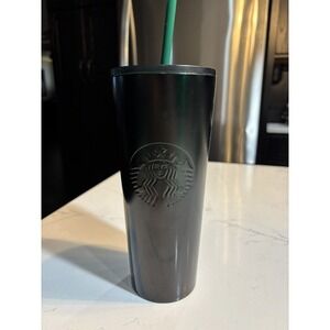 Starbucks Green/Black Gradient Matte Metal Cup Tumbler Limited 24 oz  2020 Straw